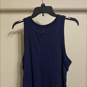 Women’s Slim Fit Ribbed High Neck Tank Top - A New Day Navy XL
